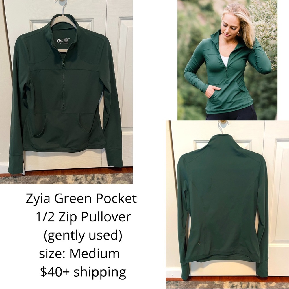 Zyia Green Pocket 1/2 Zip Pullover